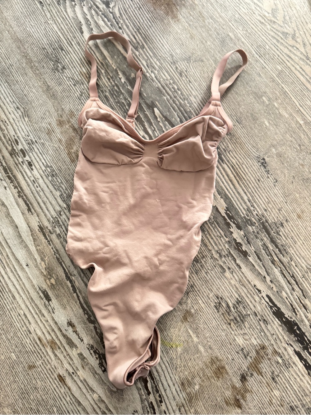 SKIMS Blush Nude Thong Bodysuit with Adjustable Straps